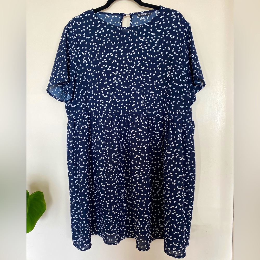 Shein Navy Blue Maternity baby doll dress with Hearts- Size XXL